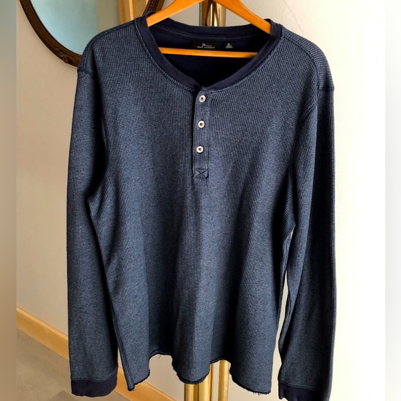 Marc Anthony Navy Stretch Henley Top XL - Picture 3 of 5